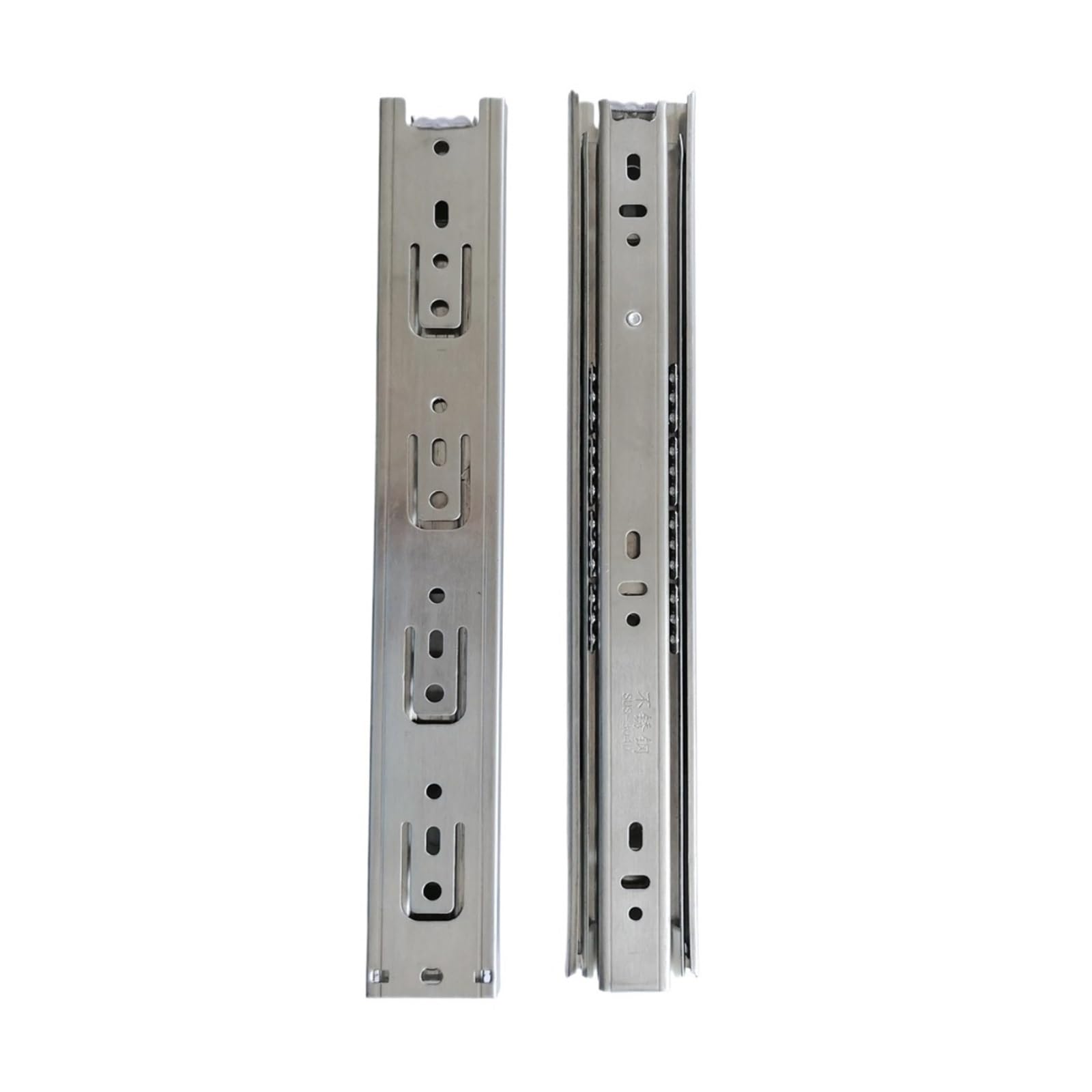 Guías para cajones de alta resistencia, Guía for cajón de acero inoxidable, 3 etapas, cierre suave, rodamiento bolas, amortiguador silencioso, 254-610x45mm, 50KG(356x45x12mm)