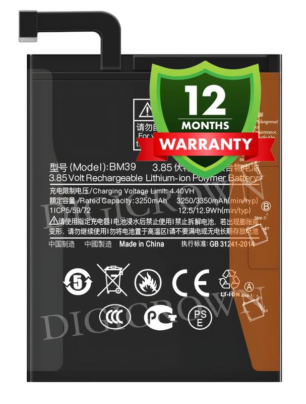 Image of Original BM39 Battery Compatible for Xiaomi Mi 6 (MCE16) - (3350mAh) - 1 Year Warranty DF7
