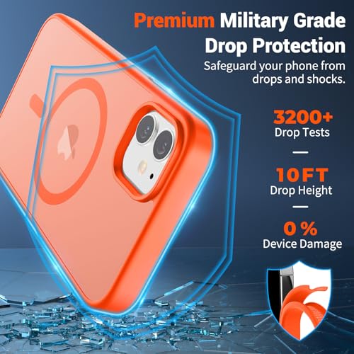 Image of SUPFINE Magnetic for iPhone 12 Case /iPhone 12 Pro Case (Compatible with MagSafe)(10 FT Military Grade Drop Protection) Slim Translucent Matte Shockproof with Anti-Fingerprint Phone Case,Orange