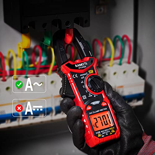 Kaiweets Ht206A Clamp Meter Multimeter Trms 4000 Counts, Auto-Ranging Amp Voltage Tester With Backlight, Measures Ac Current, Ac/Dc Voltage, Capacitance, Resistance, Diodes, Continuity #TOP2
