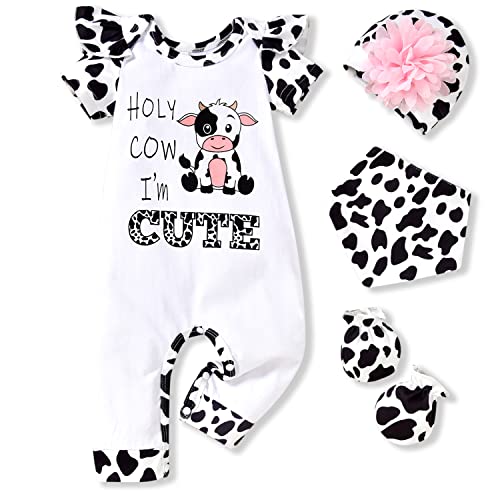 Image of HINTINA Preemie Newborn Baby Girl Letter Print Romper Jumpsuit Gloves Headband Clothes Set
