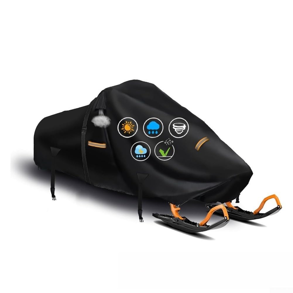 Housse de motoneige en tissu Oxford robuste pour traîneau remorquable, protection de rangement de ski avec aérations, boucles coupe-vent, bandes réfléchissantes pour Polaris Skidoo pour
