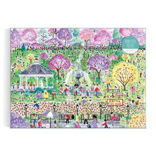 Rompecabezas Galison de 1000 piezas: Caza de huevos de Pascua, ilustrado por Michael Storrings, primavera, parque, tonos pasteles, desafiante, papel reciclado, sin polvo, tamaño final 27" x 20" miniatura 1