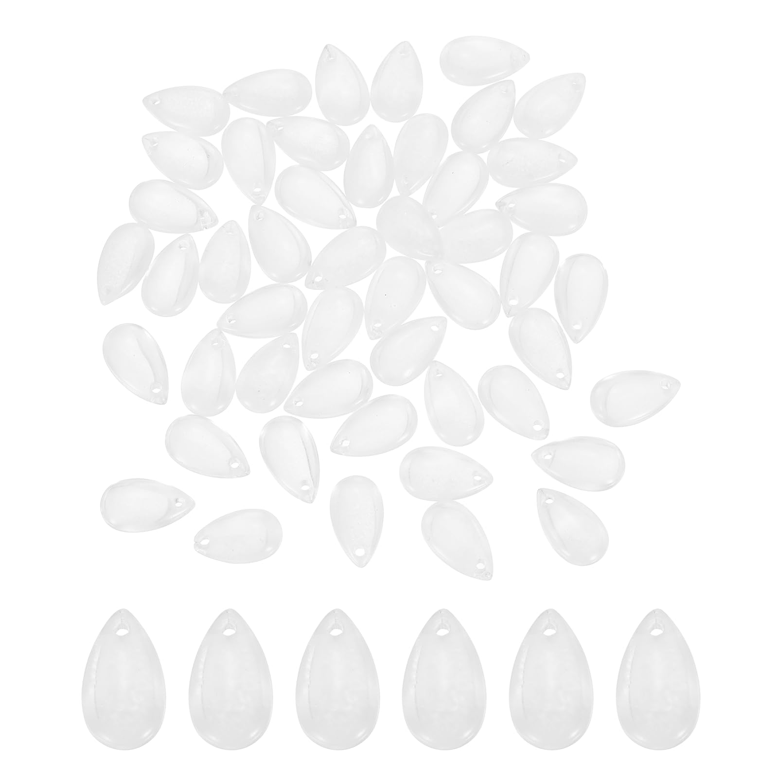sourcing map 60 Pcs Teardrop Crystal Glass Beads, 8x14mm Teardrop Glass Charm Pendants Water Drop Beads Top Drilled for Jewelry Making DIY Craft Bracelets Necklace, Pastel White