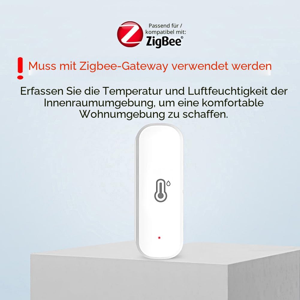 Tuya Zigbee Smart Hygrometer Thermometer, 4 Stück Zigbee Hygrometer Thermometer, kabelloser Temperatur- und Feuchtigkeitsdetektor für Zuhause Gewächshaus (Erfordert Zigbee-Gateway)