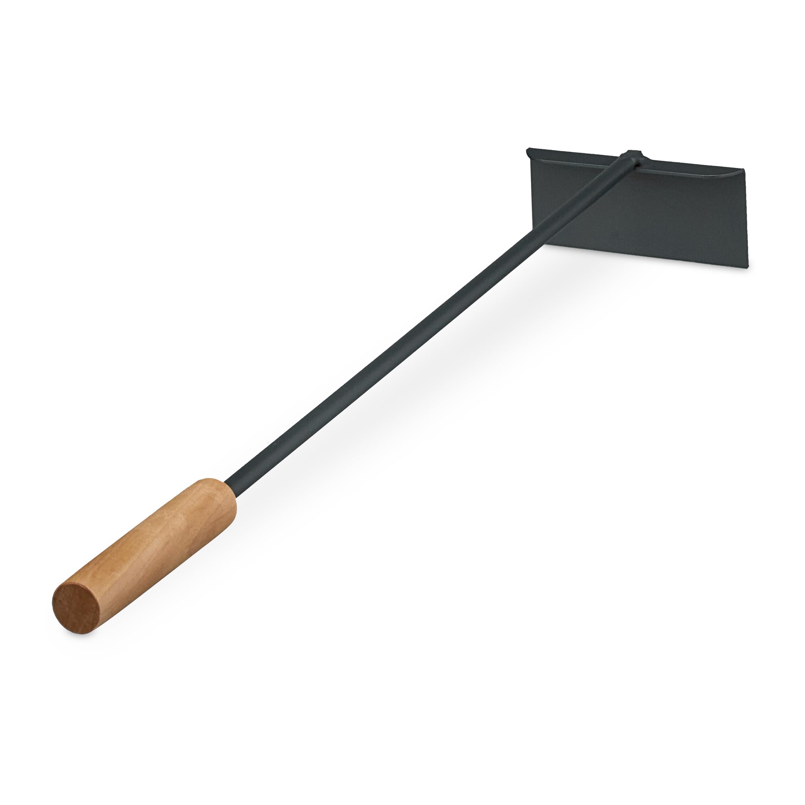 Relaxdays Gratte-Cendres 53 cm Manche en Bois Métal Barbecue Cheminée Four Noir Naturel