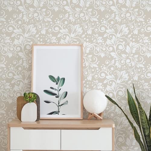 Papel De Parede Floral Flor Provençal Tons Bege Quarto Sala