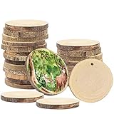 GROßPACKUNG: Dieses Set aus 50 Holzscheiben wird Ihren Handwerken eine rustikale Note verleihen. Jede Holzscheibe verfügt über ein Einfädelloch von 3mm und ihr Durchmesser reicht von 3cm bis 5cm. Die Dicke der Scheiben ist unterschiedlich, etwa um 3mm.