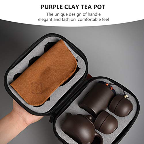 Conjunto de chá portátil Kung Fu da Hemoton, conjunto de chá Kungfu Zisha para viagem com bule de ch