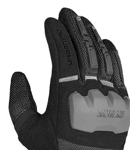 Image of Rynox Urban Pro 2 Gloves - Cuff Length Motorcycle Riding Gloves | Impact Protection | Scaphoid Protection | Abrasion Resistance - Black Grey, Small, Motorcycle Racing, Suede