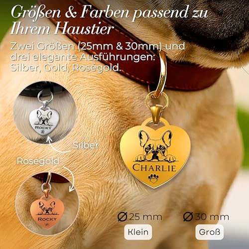 Personalisierte Hundemarke – 52 Hunderassen Vorlagen – Herzförmige, Wasserdichte Identifikationsmarke für Hunde