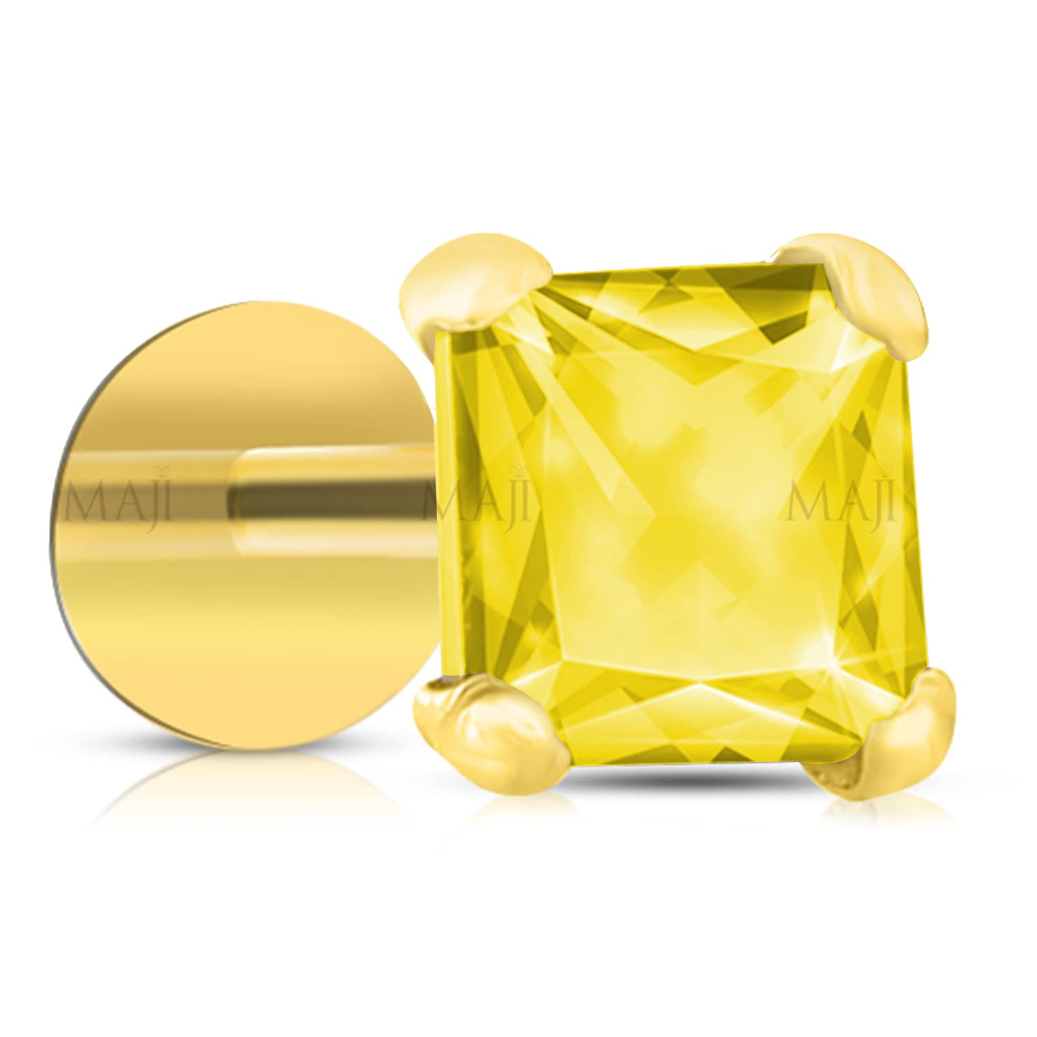 MAJI by GEHLOT Square Shape Diamond | Pure Gold | Nose Pins Studs For Women And Girl - Yellow (B09VGNFPKV) Amazon Price History, Amazon Price Tracker