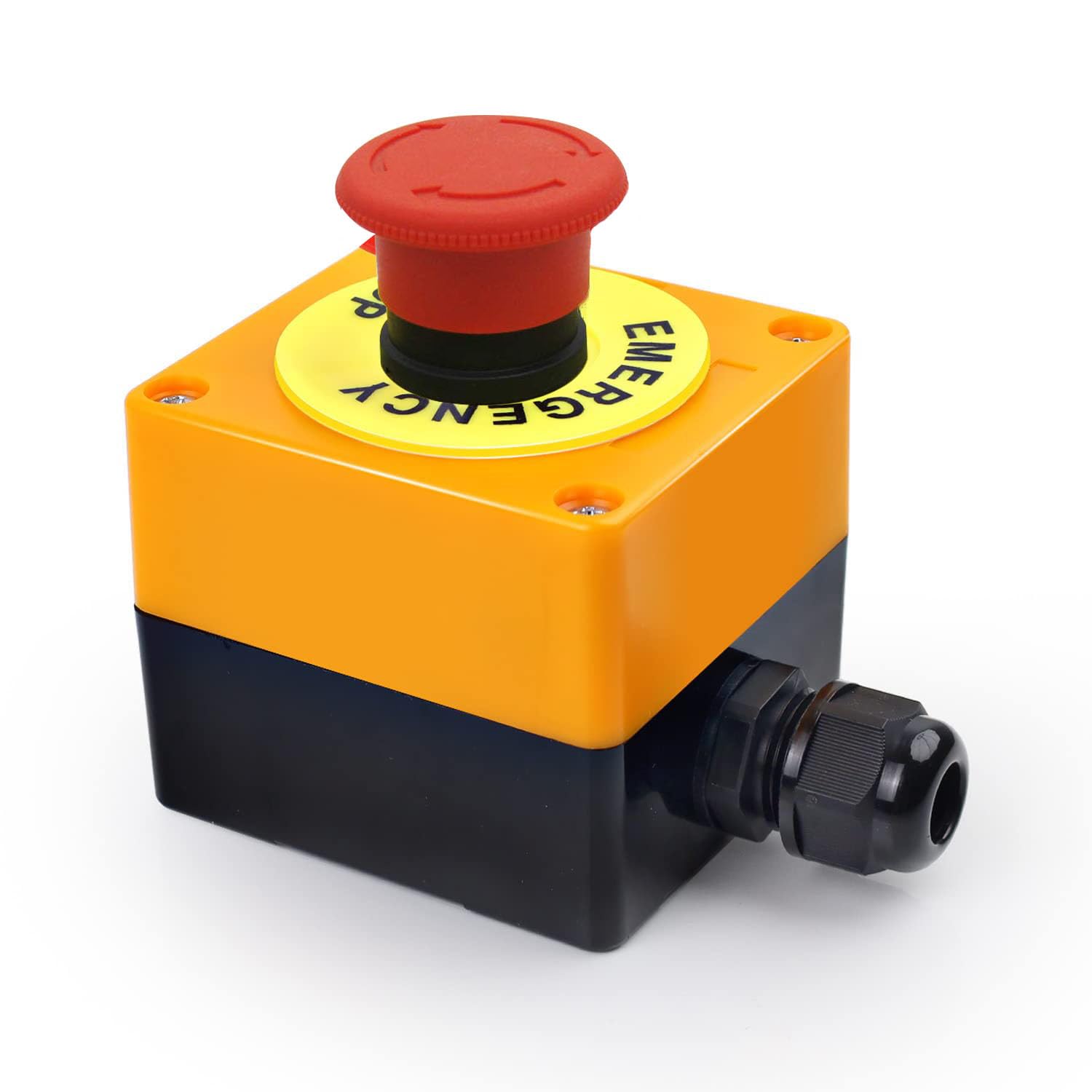 22mm AC 660V 10A 2NC Red Emergency Mushroom Switch Station Box Stop Push Button Switch Box with Emergency Stop Sign