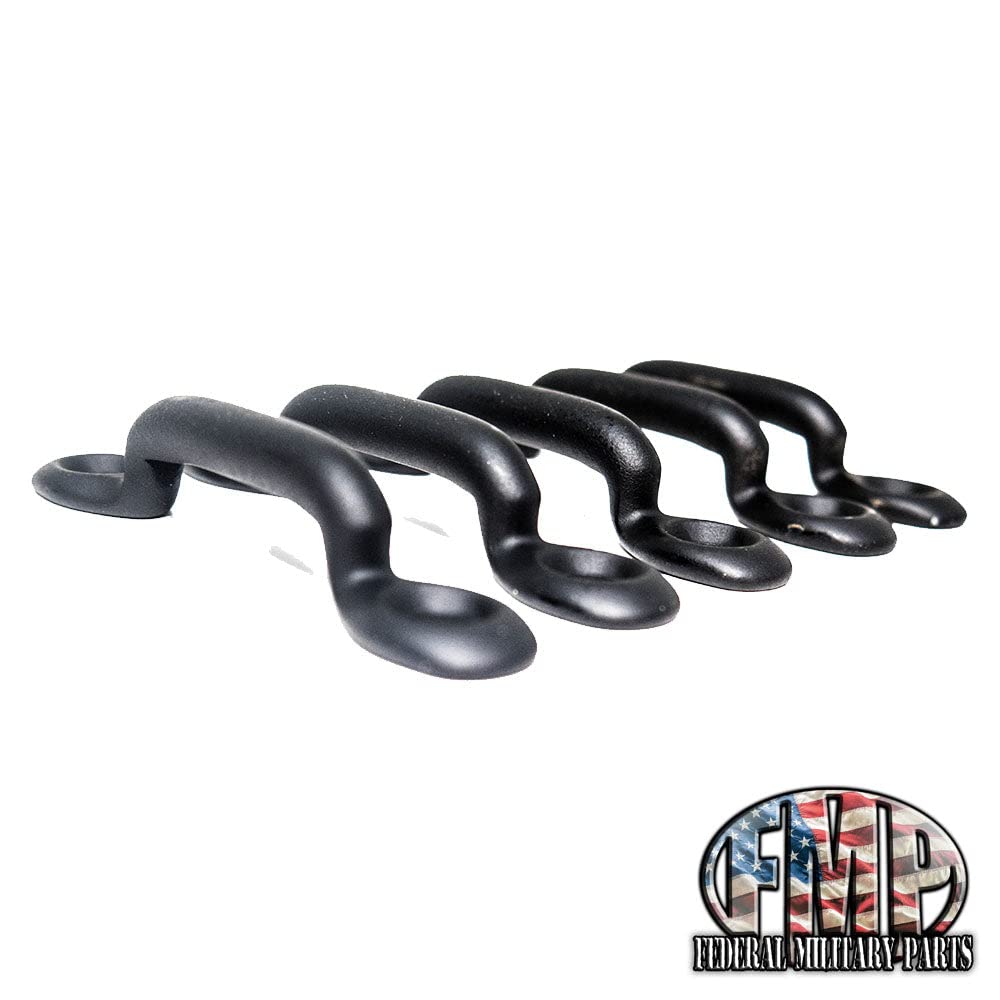 5 Pack Military Canvas Tarp/Canvas Hook (B) Tie Down, fits M998 Humvee M1102 Strap (Black)