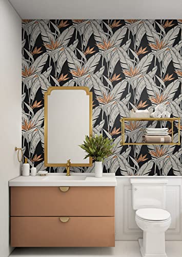 Nextwall Stacy Garcia Home Birds Of Paradise Peel And Stick Wallpaper (Onyx & Metallic Copper) #TOP2