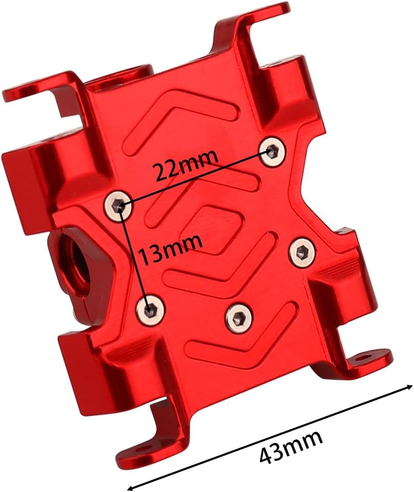 Aluminum Center Differential w/Cover Gear Box Housing for LOSI 1/18 Mini LMT 4X4 Brushed Monster Truck Metal Upgarded RC Parts (red)