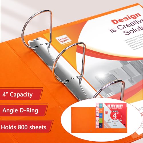 Sinload 4 Pcs 4 Inch Large Ring Binders with Pockets 3 Ring Binder 8.5" x 11" Presentation Folder View Binder with Customizable Clear Cover for Documents Files Projects(Multicolored) - Image 3
