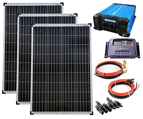 Panneau solaire photovoltaïque kit complet 300W avec convertisseur 1500W pour site isolé
