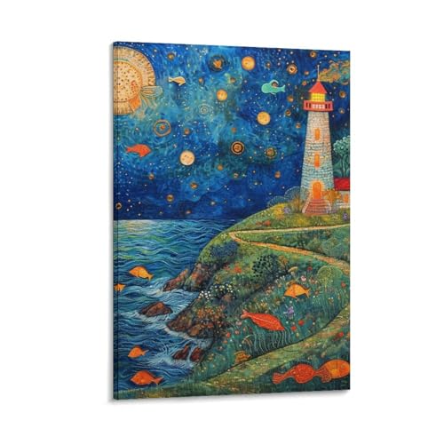 Tableau phare du port impression sur toile déco salon 40x60cm