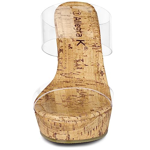 Allegra K Women's Clear Platform Transparent Straps Wedge Heels Sandals3