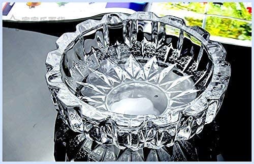 MeeTo Midium Size Glass Ashtrays for Cigarettes, Cigar, Portable Decorative Modern Ashtray for Home Office Indoor Outdoor Patio Use, Fancy Cute Cool Ash Tray, Round Shape, Pack Of 1-image-8