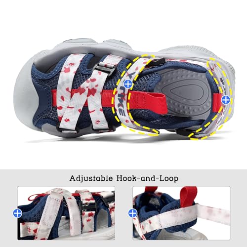 Image of JMFCHI Boys Girls Kids Closed Toe Sports Sandals Summer Water Shoes | Little /Big Kid,Comfortable lightweight,Non-slip soft sole,Hook-and-loop closure,Easy wear,Anti-collision toe,Daily casual