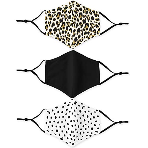 Weddingstar 3 Pack Adult Washable Cloth Face Mask Reusable And Adjustable With Filter Pocket - Animal Print #TOP1