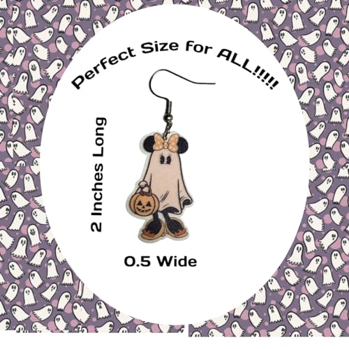 2 Pairs of Mouse Trick or Treat/Mouse Ghost Earrings for Women/Adults2