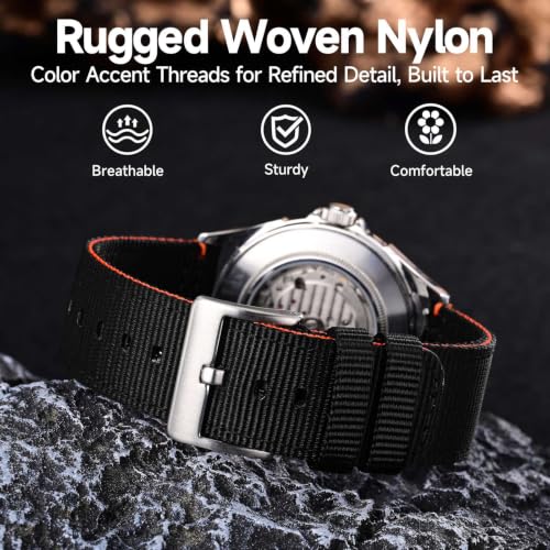 Image of WOCCI Nylon Watch Bands, Contrast Woven Design, Quick Release, Stainless Steel Buckle, Band Width 20mm 22mm 24mm 26mm