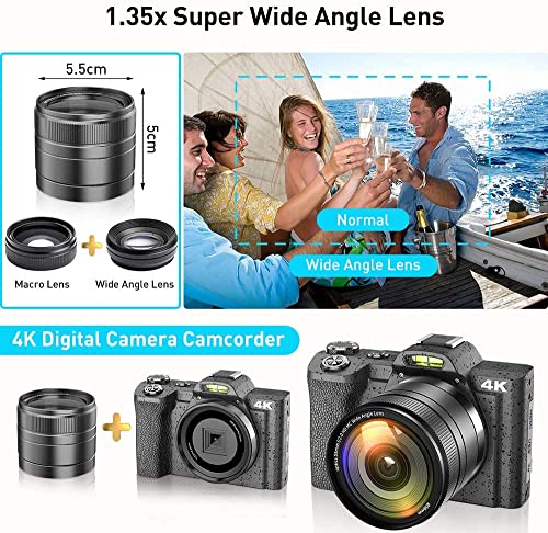 IXNAIQY 4K Digitalkamera Videokamera Camcorder Ultra HD 48MP WiFi YouTube Vlogging Kamera mit Weitwinkelobjektiv 3,5… – Bild 5