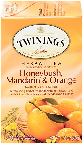 Twinings Honeybush, Mandarin & Orange Herbal Tea, 20 Count Pack of 6, Individually Wrapped Tea Bags, Naturally Caffeine Free