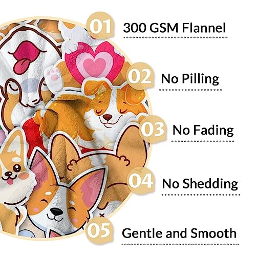 Corgi Blanket Gifts - 40"x50" Cute Throw for Adults, Kids - Colorful Soft Fuzzy Blankets for Bed, Couch & Living Room