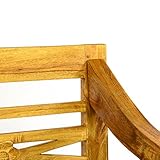 DIVERO 2-Sitzer antike Gartenbank 115 cm massiv Teak-Holz Handarbeit 2 Personen Bank mit Schnitzereien natur - 3