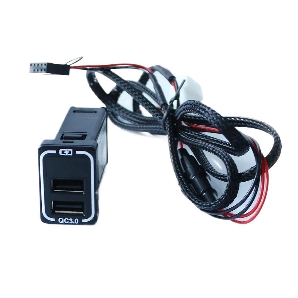 Para Toyota Blue Car Cargador rápido Dual QC3.0 Teléfono USB