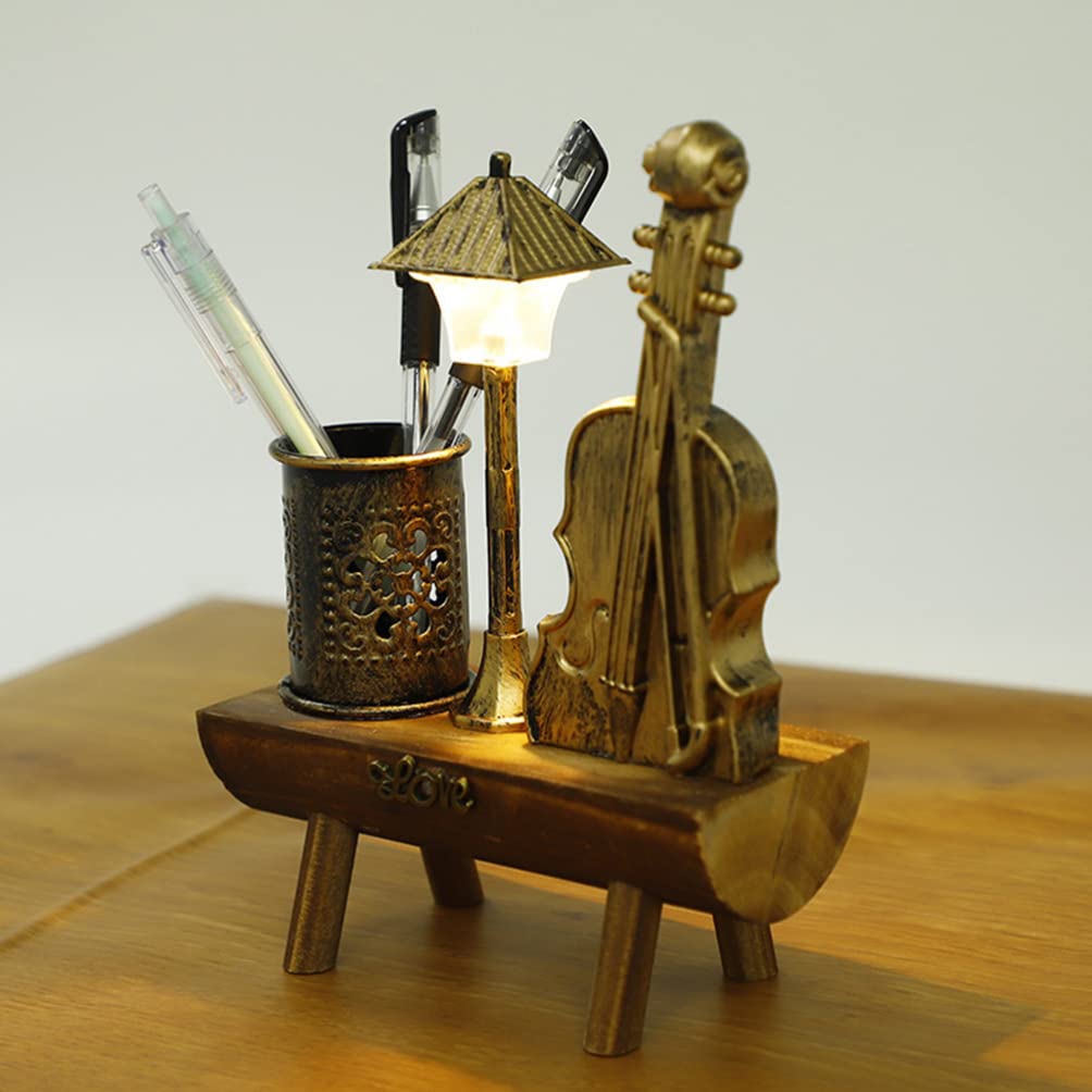 Homoyoyo Portapenne in Metallo Ornamento Da Scrivania Forma Di Violino Contenitore Per Penne e Cancelleria Decorazione Unica Per Ufficio e Casa