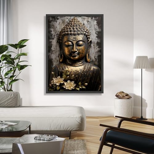 Décoration murale Bouddha visage serein tableau de salon - 3