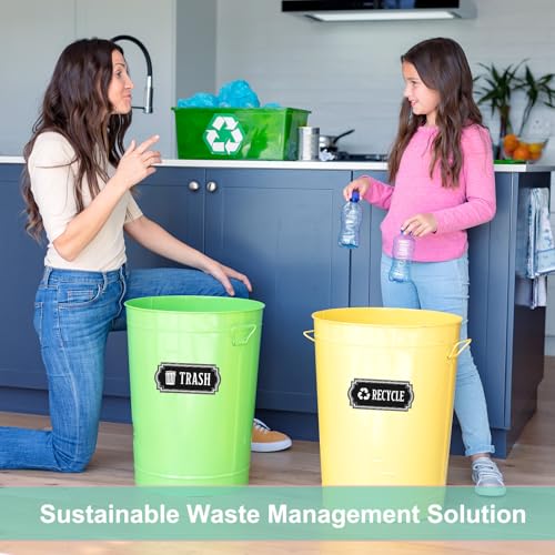 Image of 8Pcs Trash and Recycle Stickers,Recycle Stickers for Trash Bins Waste and Recover Decals Garbage Can Indoor Outdoor Garbage Can Home Office Kitchen Apartment Hotel