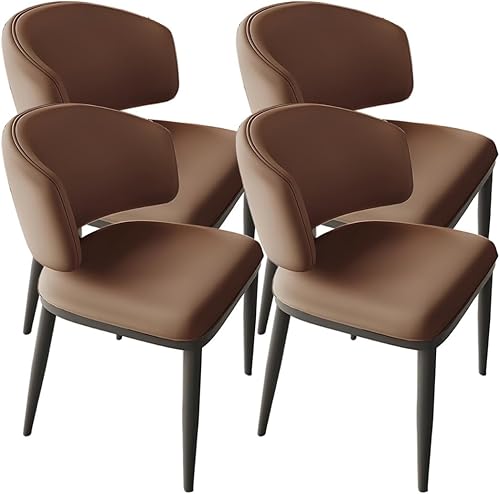 Miniatura 22 de YVYKFZD Juego de sillas de comedor de cuero, silla de comedor con respaldo curvado y patas de metal, sillas de cocina tapizadas, silla auxiliar