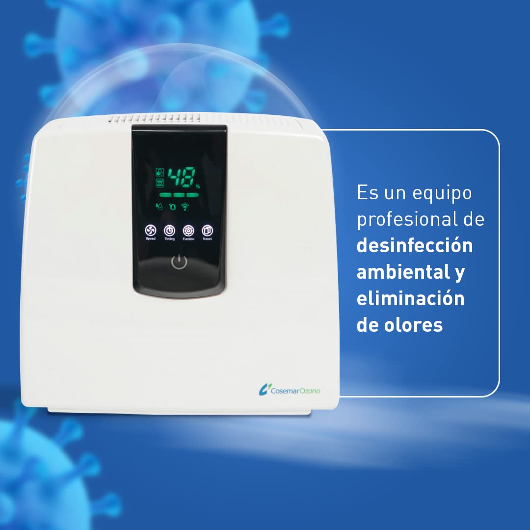 Ozono Hogar - Purificador de Aire Digital 5 en 1 - Ionizador - Filtro HEPA y Filtro de Carbón Activo - Ozonizador - Elimina olores de mascotas y tabaco - Alergias - Polen y ácaros