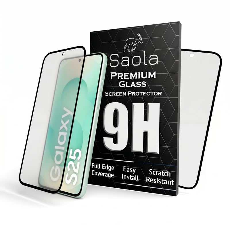 Image of Saola HD Matte Tempered Glass With 18H Hardness For Samsung galaxy S25 (Pack Of 2) with Hassle-less Installation Kit. Full screen Coverage. 6.2 inch