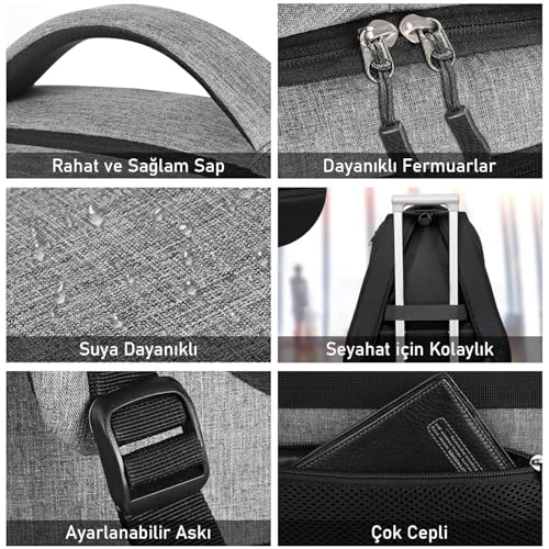 Haegs Laptop Sırt Çantası, Multi Cepli İş Seyahat Çantası, Dizüstü Bilgisayar Sırt Çantası, Suya Dayanıklı, Kolej Bilgisayar Çantası, Unisex Çok Bölmeli Organizer Çanta - Siyah