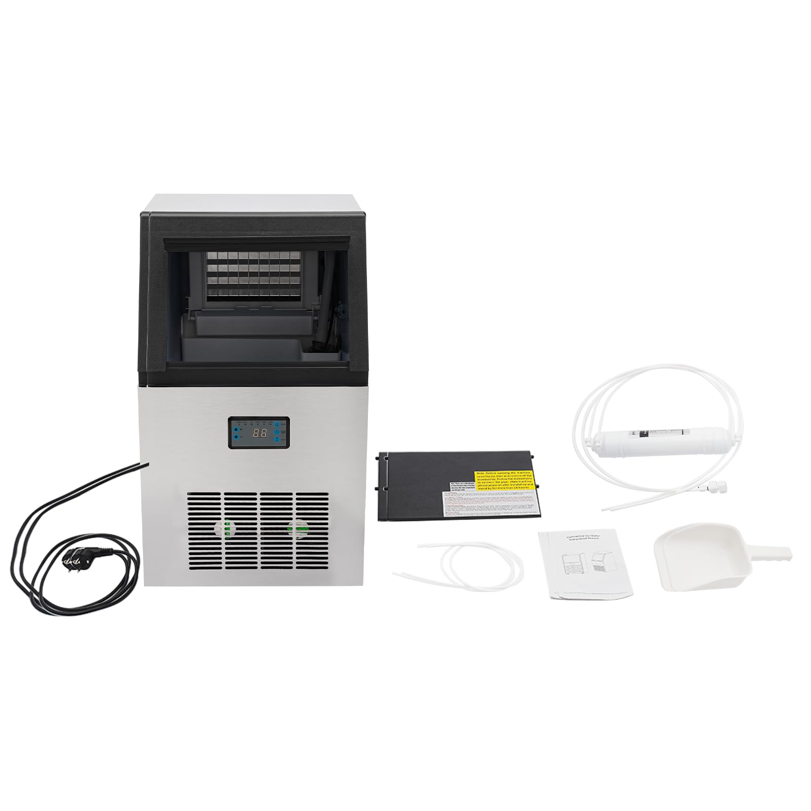 Macchina per cubetti di ghiaccio commerciale 75KG/24H per cubetti di ghiaccio commerciali in acciaio inox, per casa, ufficio, ristorante, bar, caffettiera