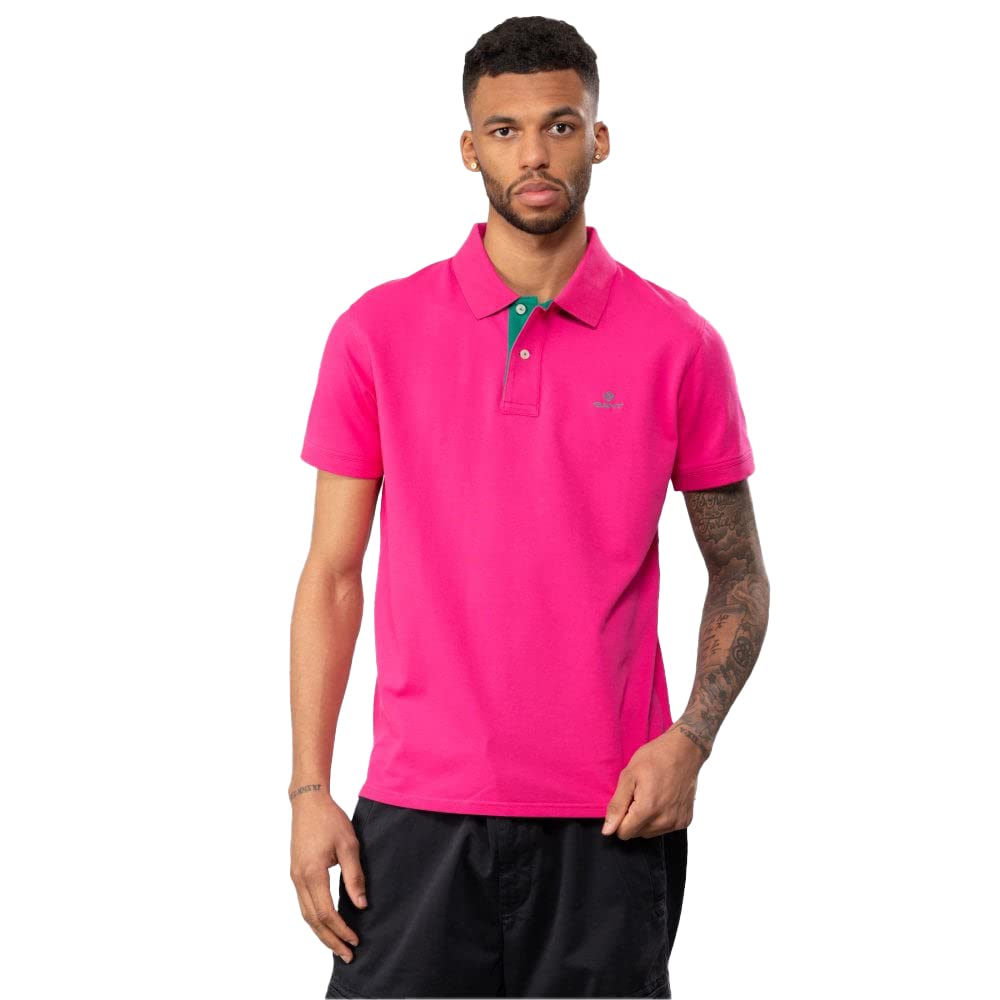 GANTMen's Contrast Collar Pique Ss Rugger Polo Shirt