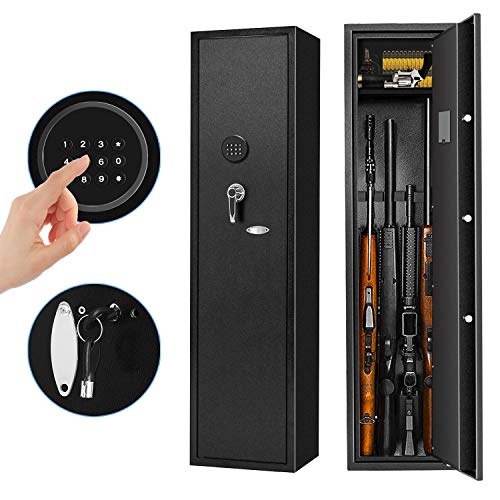 Large Rifle Safe, Pataku Long Gun Safe for Rifle Shotgun for Home, Quick Access 4-Gun Storage Cabinet, with Digital Keypad, Removable Layer for Pistols/Ammo, Black