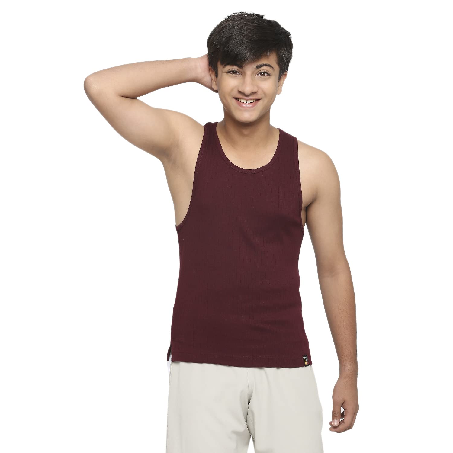 Frenchie U19 100% Cotton Vest | Wine Sleeveless Innerwear for Teenagers | Undershirt, Inner Vest, Tank Top for Boys