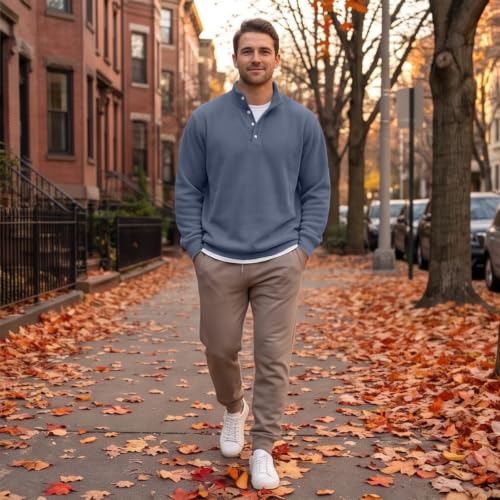 Long Sleeve Henley T Shirts for Men Classic Button Casual Shirt Going Out - image 5