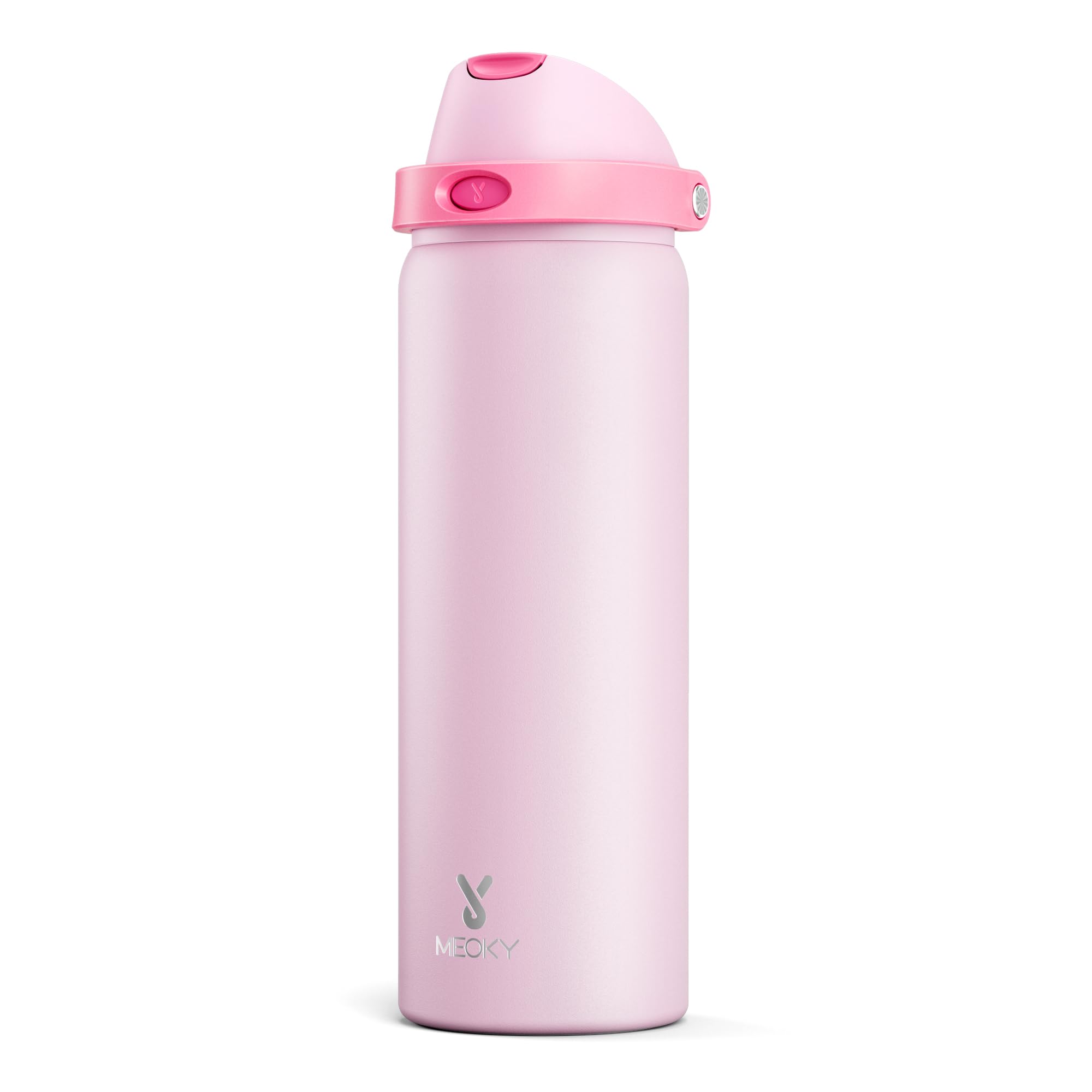 32 oz Insulated Water Bottle for Sports: Meoky Stainless Steel Water Bottle with 2-in-1 Straw and Spout Lid - Leak Proof, Cold for 24 Hours, Protective Silicone Base, BPA-Free for Women Gym, Blush