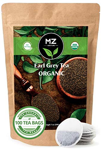 Organic Earl Grey Tea | 100 Large Tea Bags Premium Black Tea Blend Breakfast Tea Organic | Eco-Friendly Organic Tea Bags Net Weight 200g | MZ Venture
