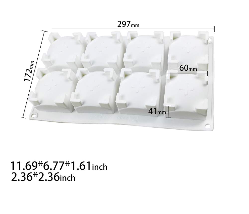 3d backformen - Mousse-Kuchenform Silikon backform, 8 Löchern Quadratische runde Oberseite mit