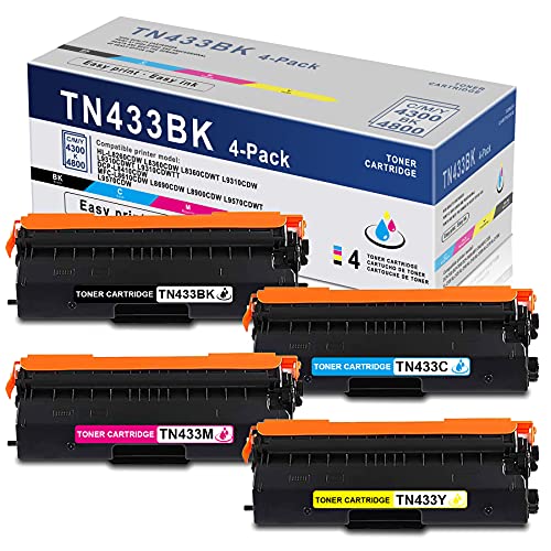 Super Cheap 🛒 VIT 4 Pack (1BK+1C+1M+1Y) High Yield Compatible TN433 TN-433 TN433BK TN433C TN433M TN433Y Toner Cartridge Replacement for Brother HL-L8260CDW L8360CDW L8360CDWT L9310CDW L9310CDWT L9310CDWTT Printer